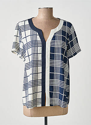 Top tissage crêpe manches courtes bleu GUY DUBOUIS femme