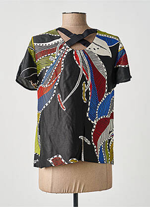 Top imprimé fantaisie manches courtes noir MERI & ESCA femme
