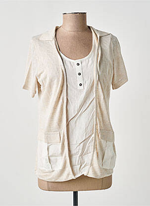 Top coupe cintrée manches courtes beige MERI & ESCA femme