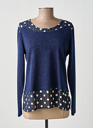 Pull coupe cintrée manches longues bleu GUY DUBOUIS femme