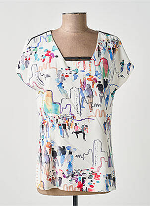 Top col carré manches courtes blanc MERI & ESCA femme