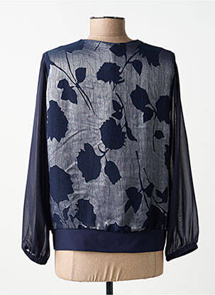 Chemisier tissage crêpe manches longues bleu GUY DUBOUIS femme