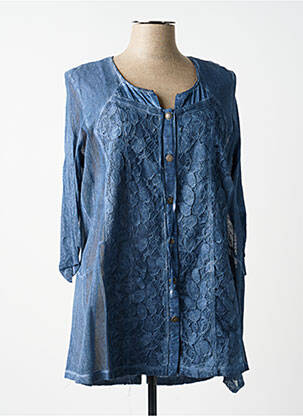 Chemisier tissage crêpe manches longues bleu MERI & ESCA femme