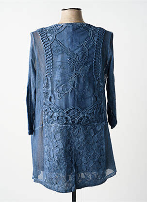 Chemisier tissage crêpe manches longues bleu MERI & ESCA femme