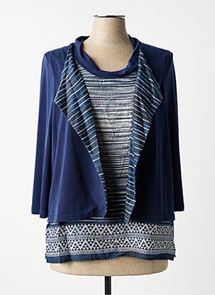 Top coupe fluide manches longues bleu GUY DUBOUIS femme