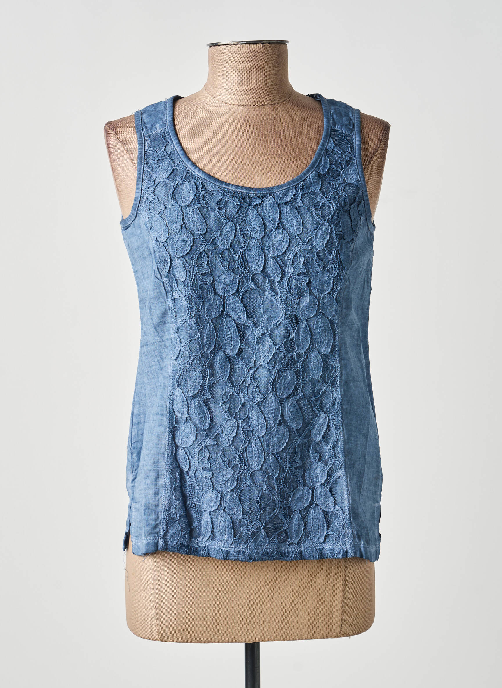 Top coupe cintrée sans manche bleu MERI & ESCA femme