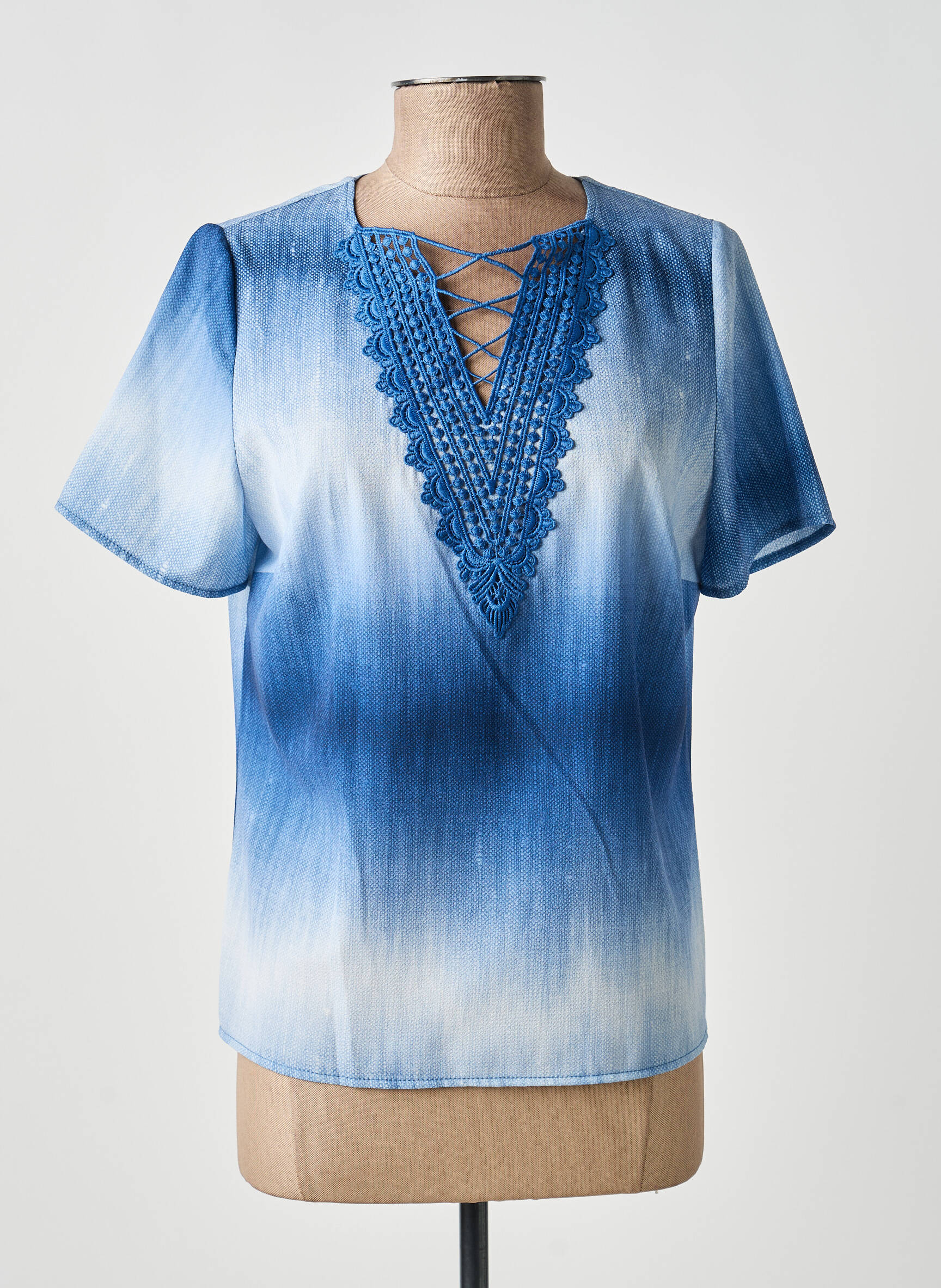 Top manches courtes manches courtes bleu GUY DUBOUIS femme