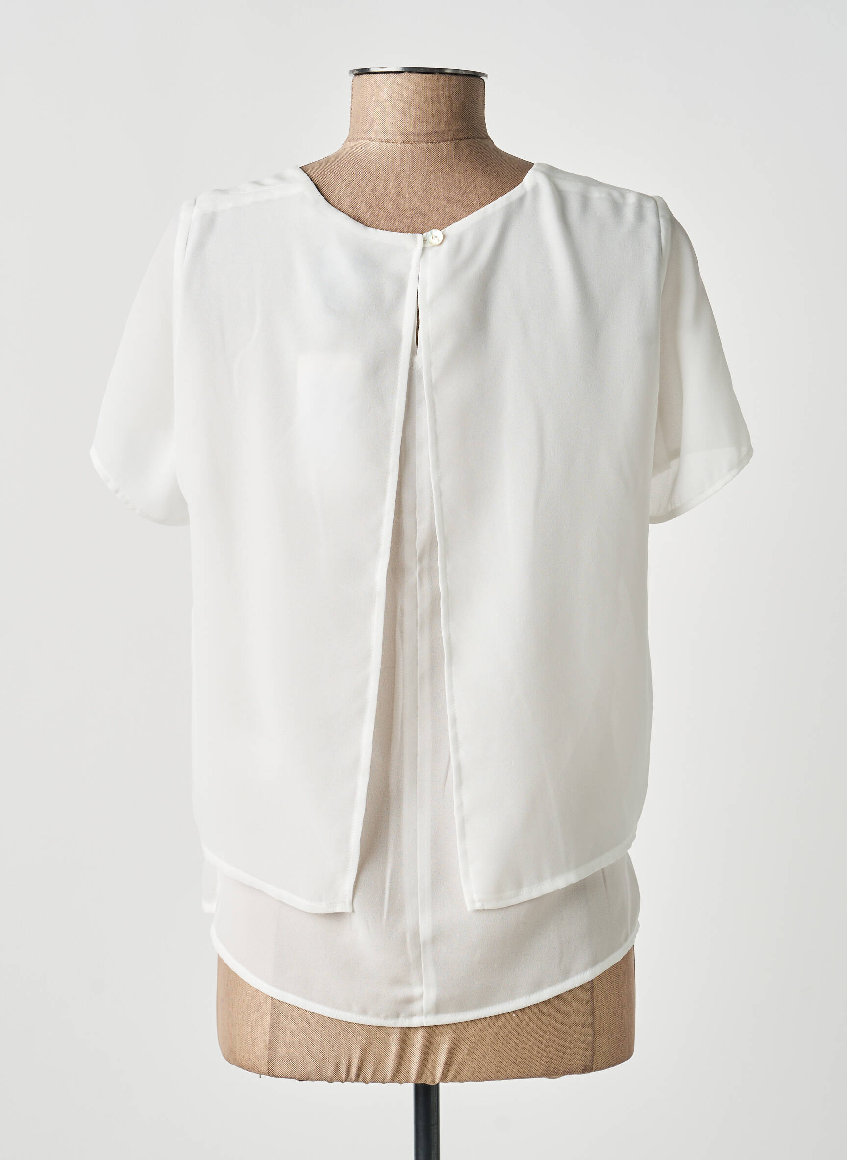 Top tissage crêpe manches courtes blanc GUY DUBOUIS femme