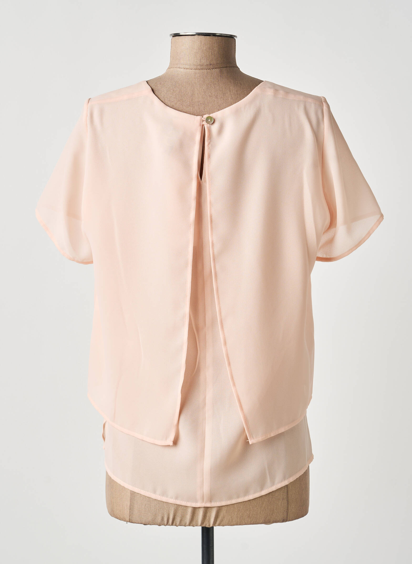 Top tissage crêpe manches courtes rose GUY DUBOUIS femme