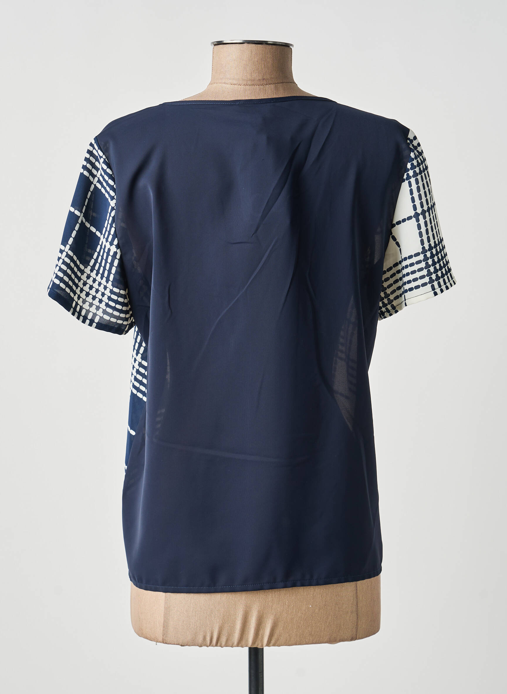 Top tissage crêpe manches courtes bleu GUY DUBOUIS femme