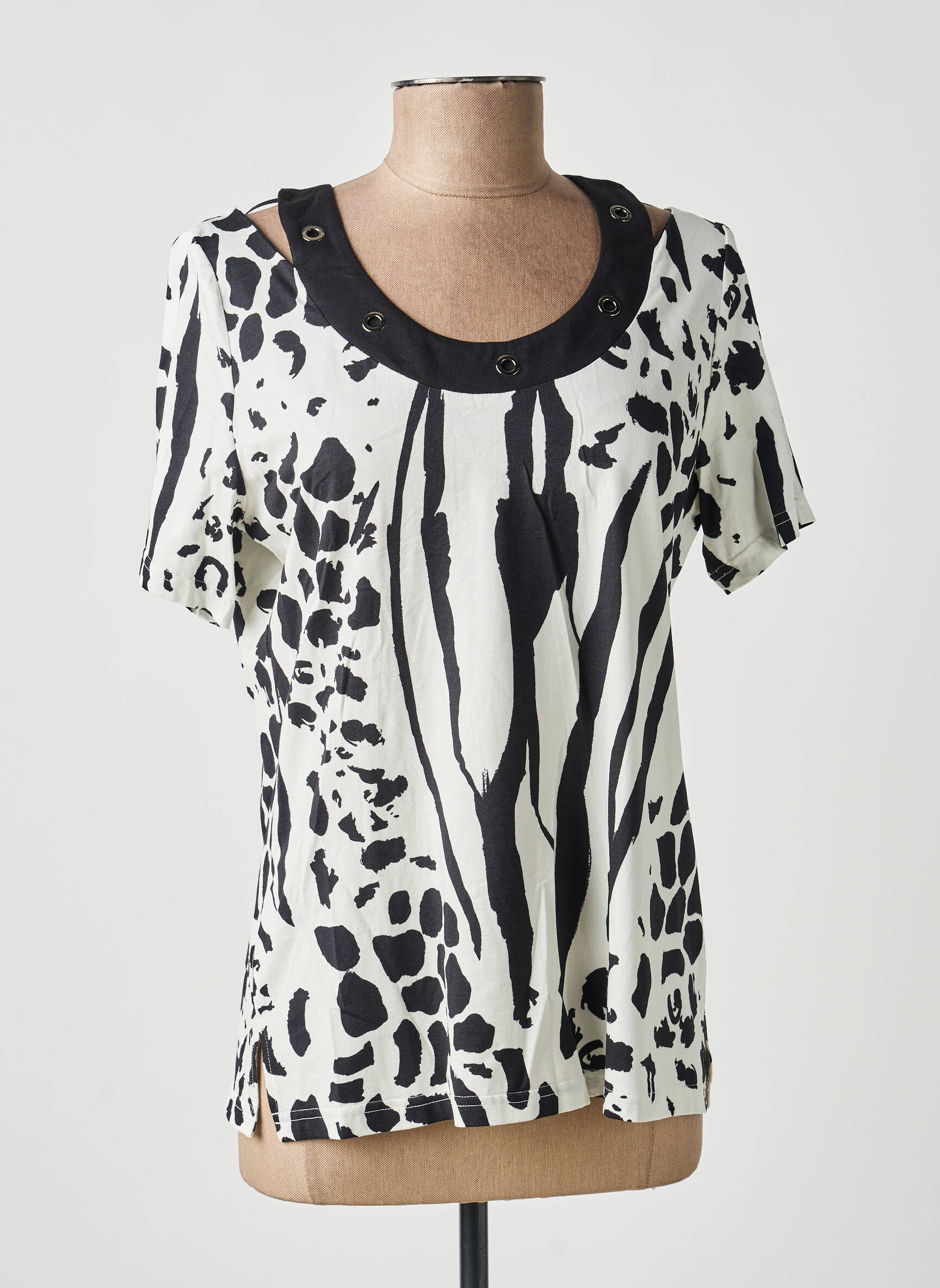 T-shirt imprimé fantaisie manches courtes noir MERI & ESCA femme