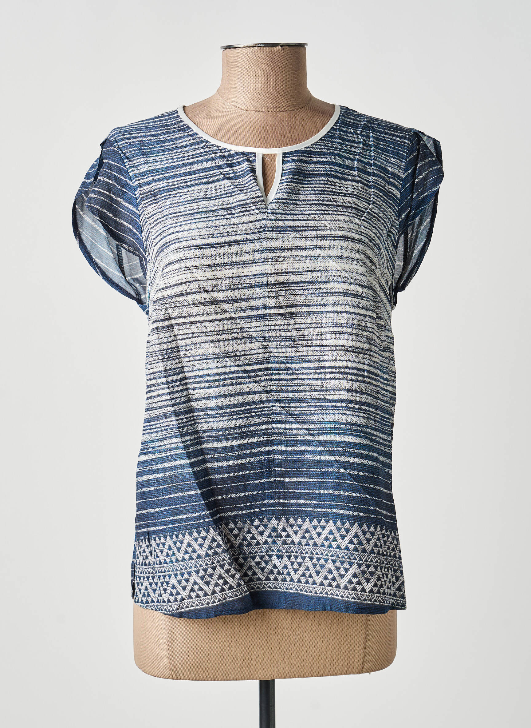 Top imprimé fantaisie manches courtes bleu GUY DUBOUIS femme