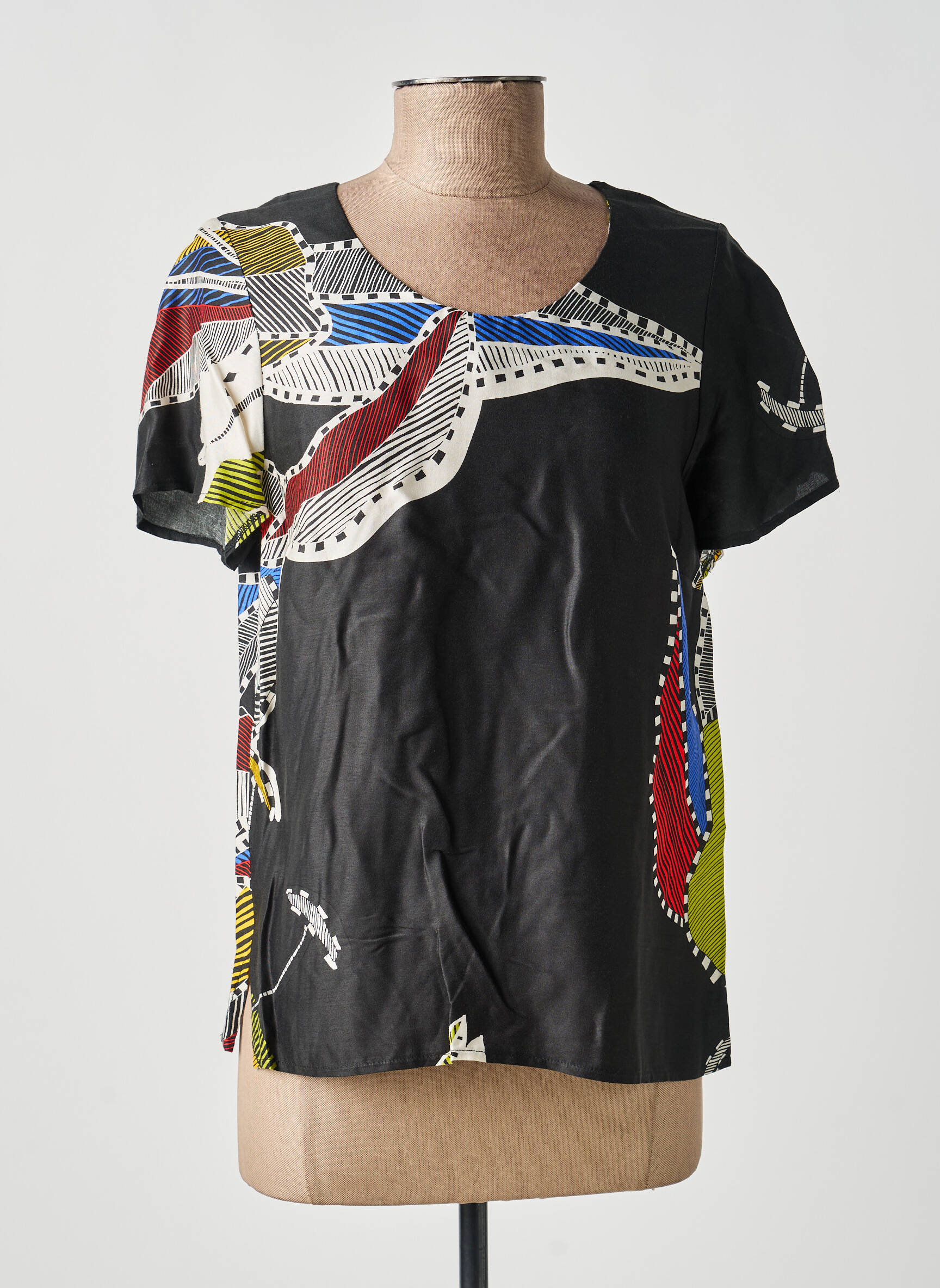 Top imprimé fantaisie manches courtes noir MERI & ESCA femme