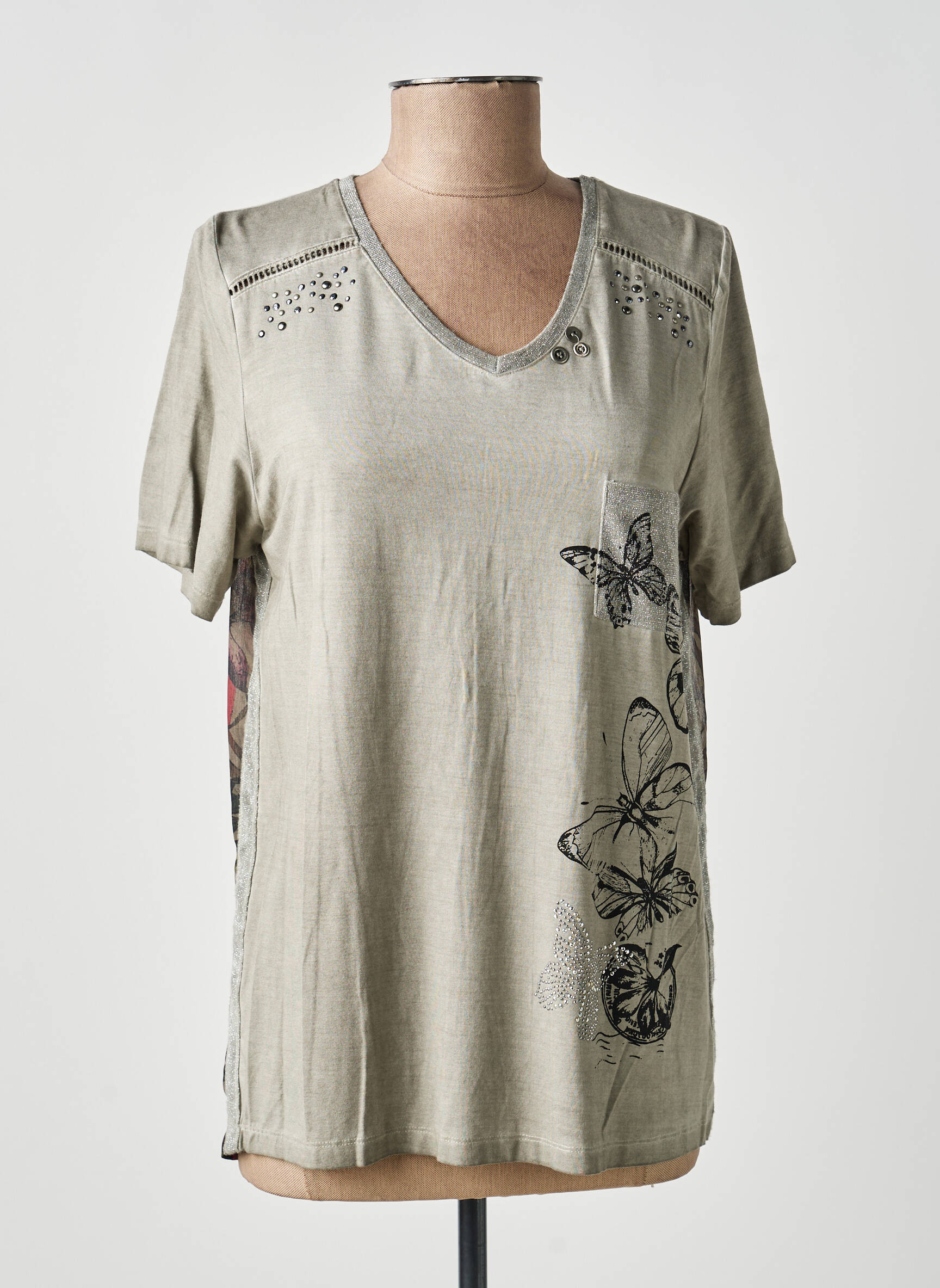Top stretch manches courtes vert MERI & ESCA femme