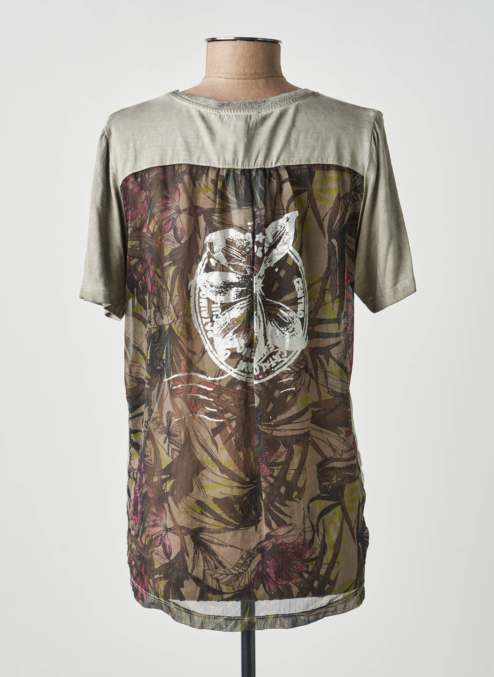 Top stretch manches courtes vert MERI & ESCA femme