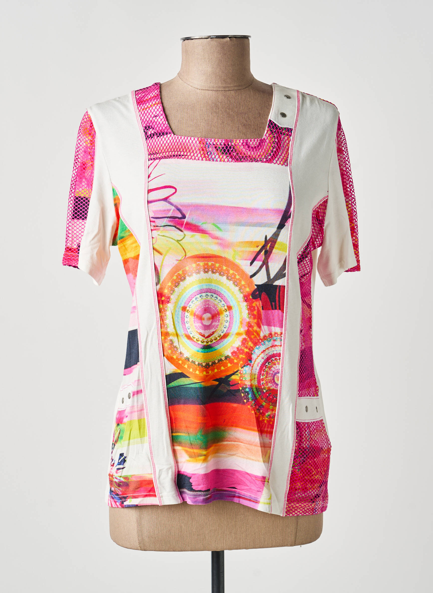 T-shirt imprimé fantaisie manches courtes rose GUY DUBOUIS femme
