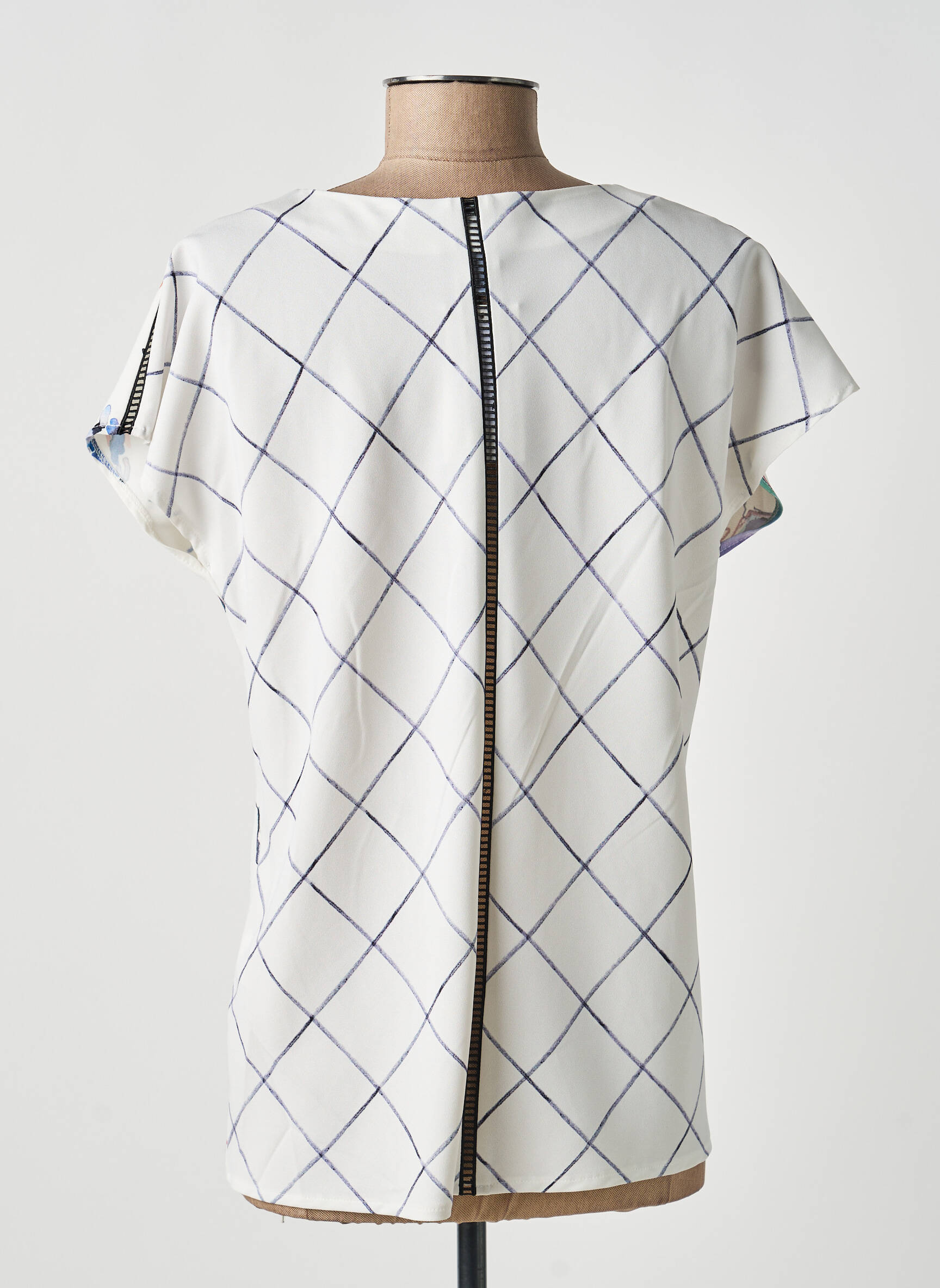 Top col carré manches courtes blanc MERI & ESCA femme