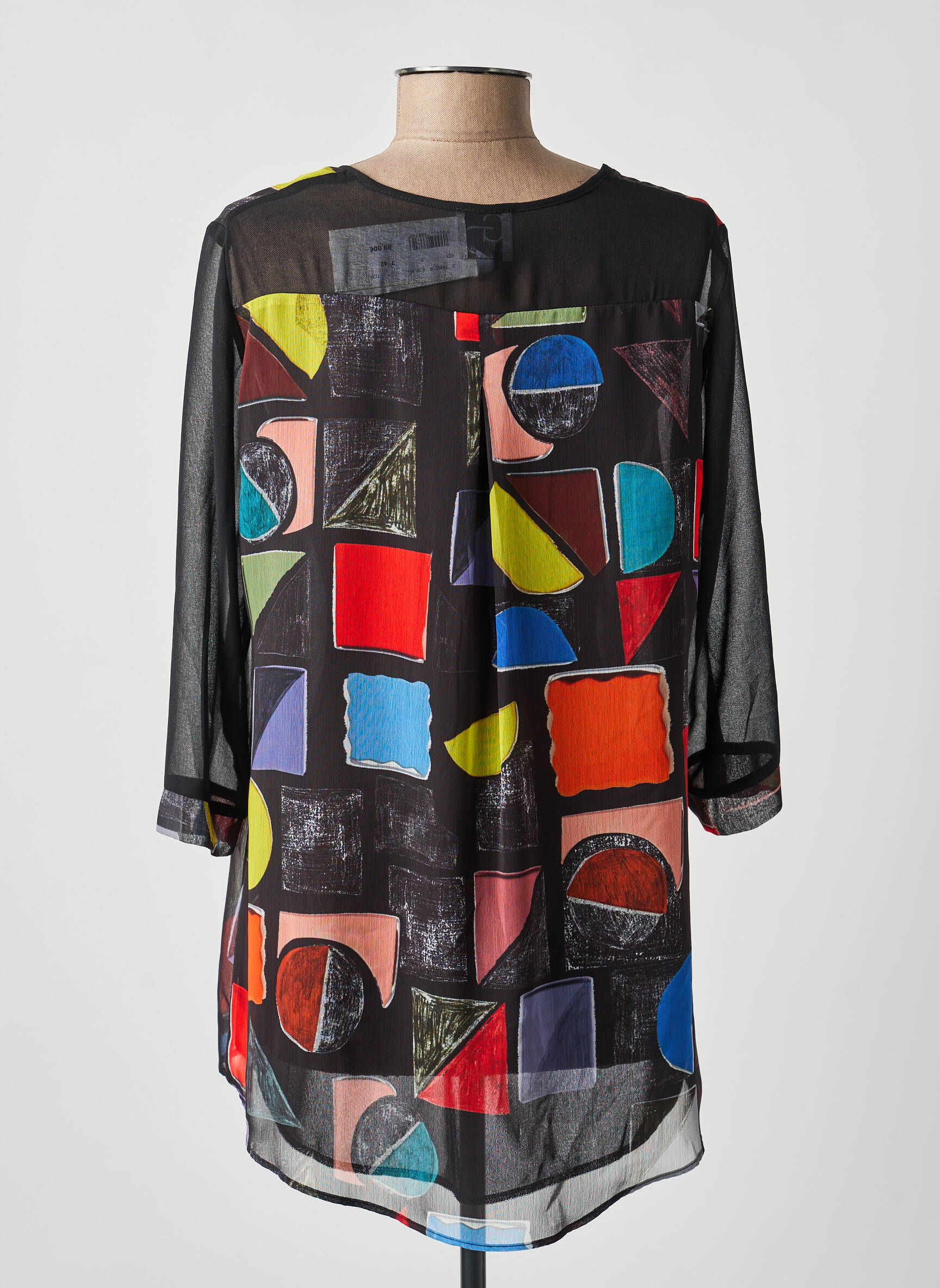 Tunique manches longues tissage crêpe noir GUY DUBOUIS femme