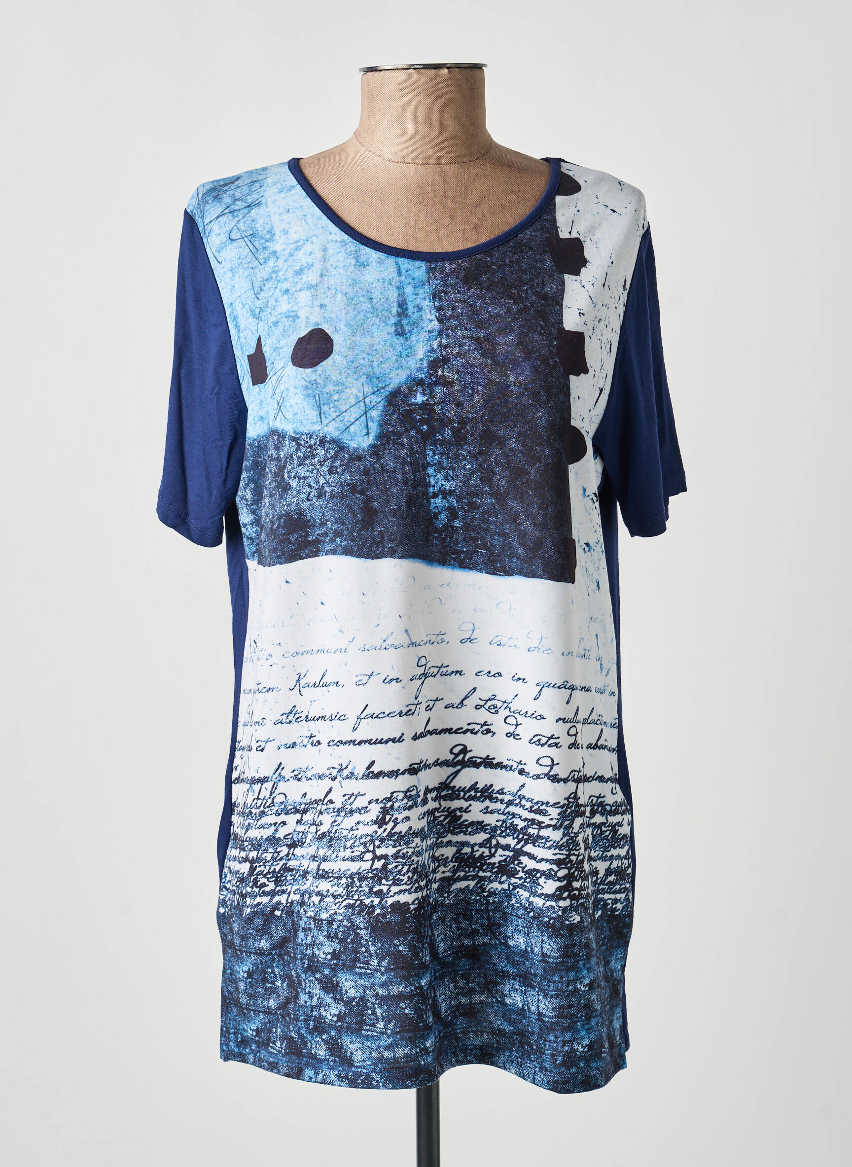 Top stretch manches courtes bleu GUY DUBOUIS femme