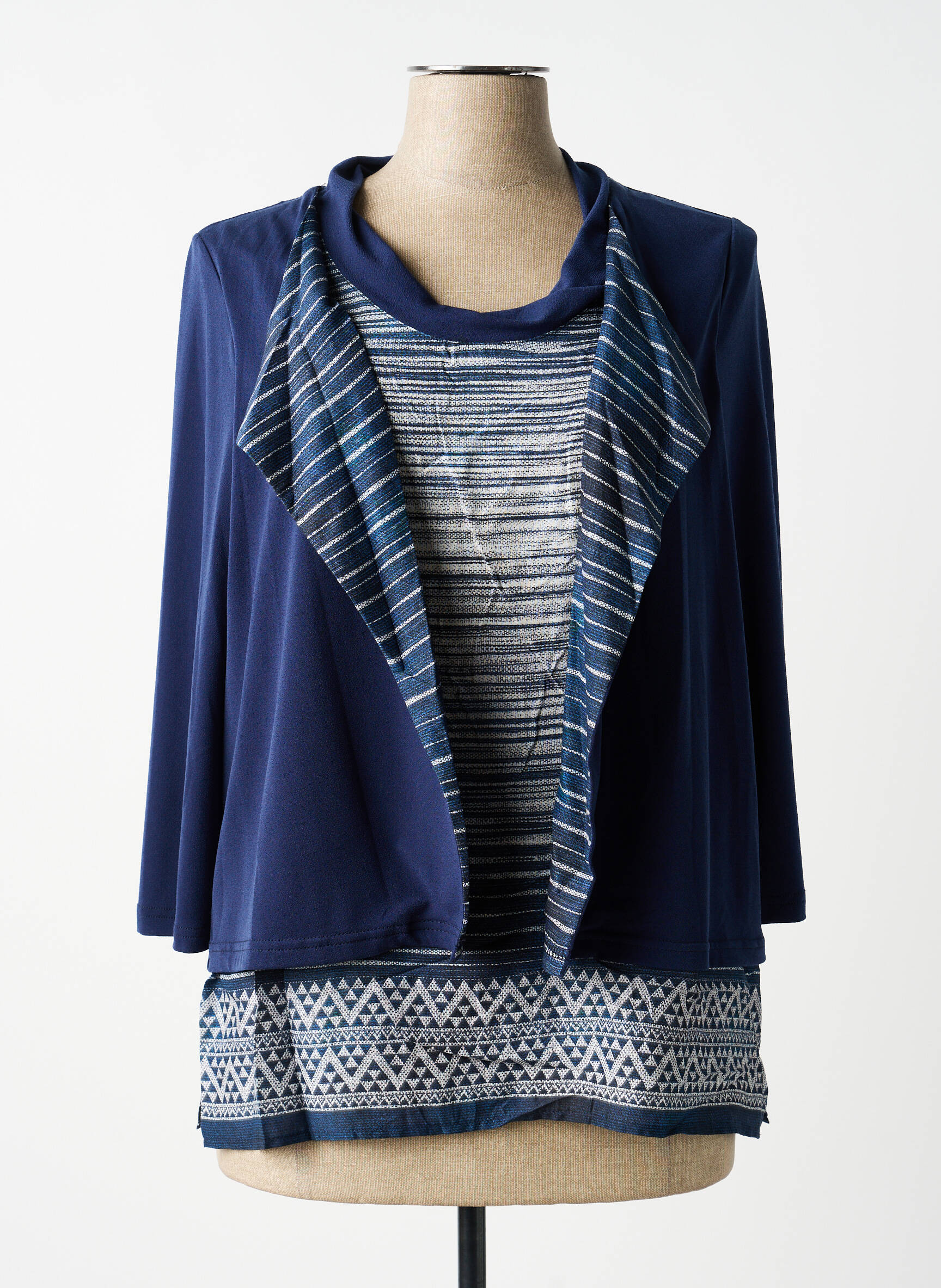 Top coupe fluide manches longues bleu GUY DUBOUIS femme