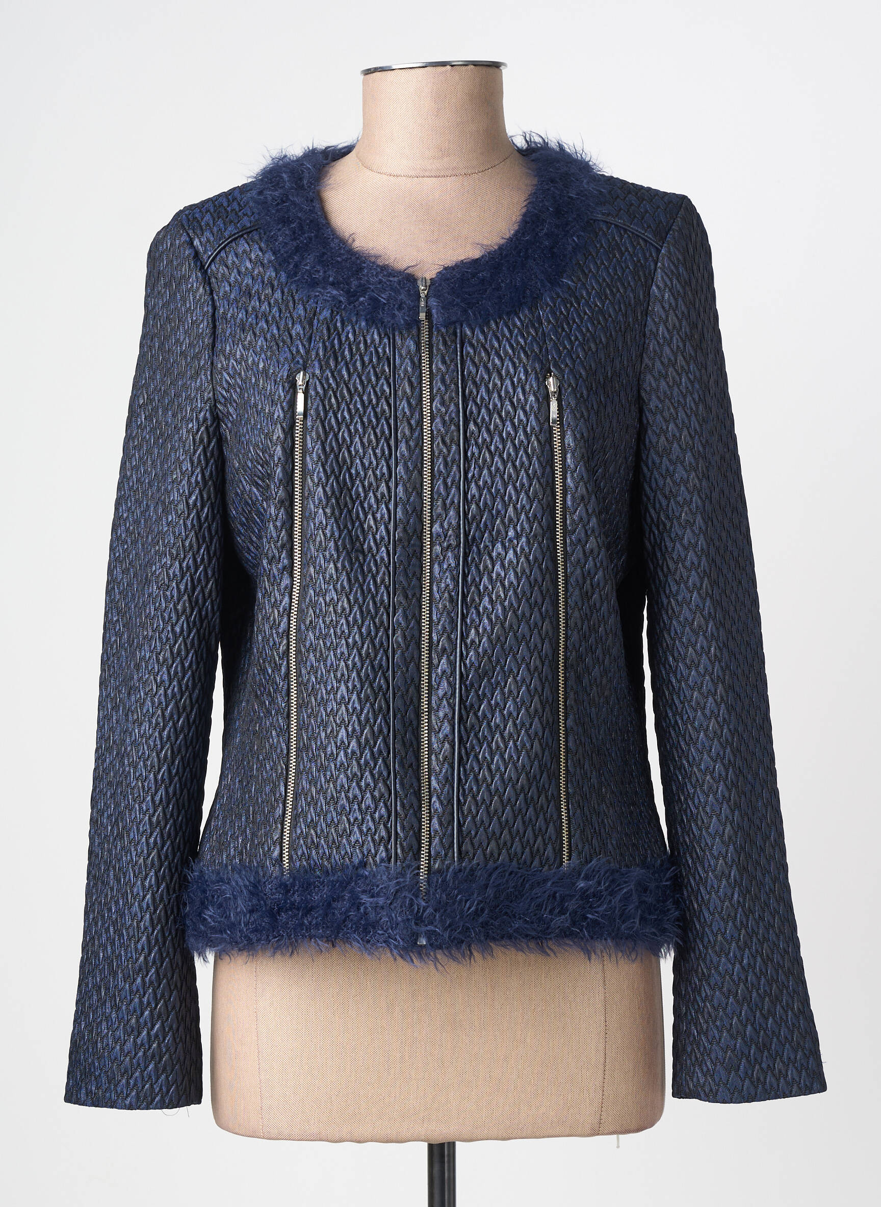 Veste casual col rond bleu MERI & ESCA femme