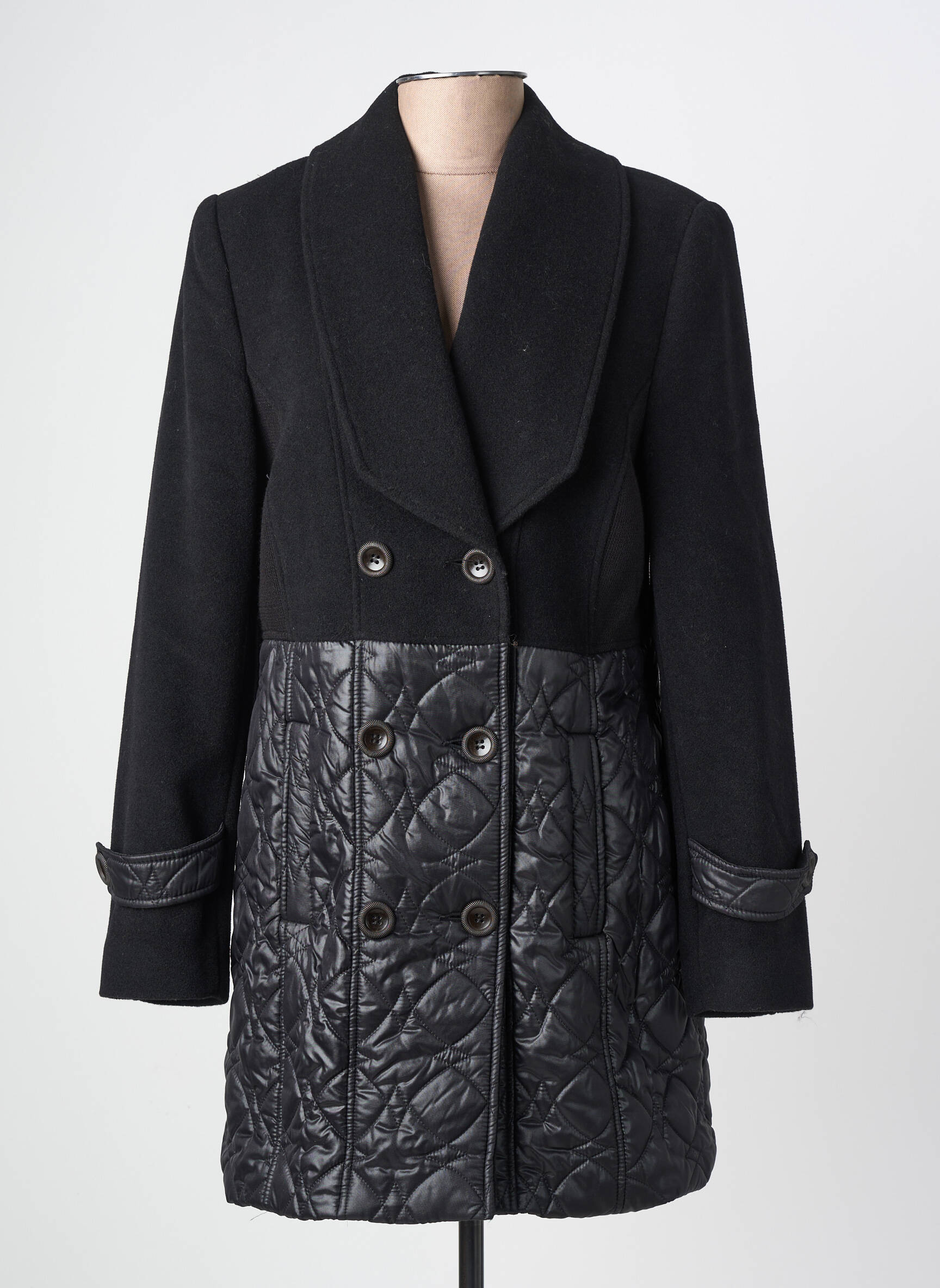 Manteau long coupe cintrée sans capuche noir MERI & ESCA femme