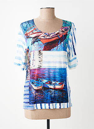 T-shirt imprimé fantaisie manches courtes bleu GUY DUBOUIS femme