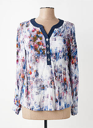 Top imprimé fantaisie manches longues bleu IMPULSION femme