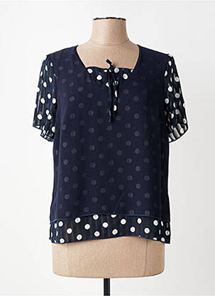 Blouse légère et transparente manches courtes bleu GUY DUBOUIS femme