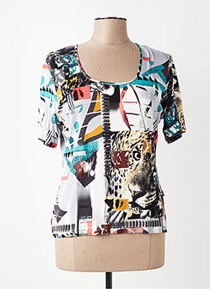 T-shirt imprimé fantaisie manches courtes bleu GUY DUBOUIS femme