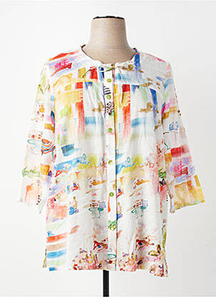 Blouse imprimé fantaisie manches longues blanc GUY DUBOUIS femme