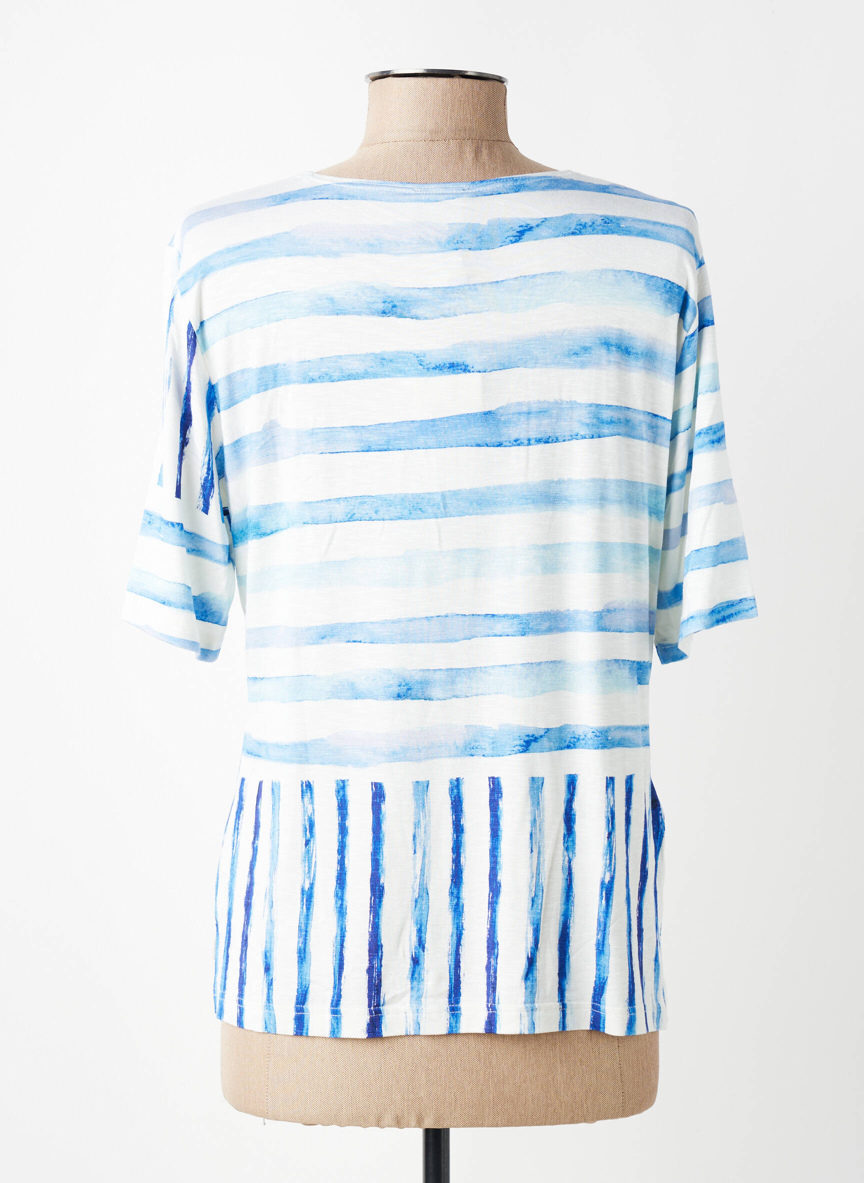 T-shirt imprimé fantaisie manches courtes bleu GUY DUBOUIS femme