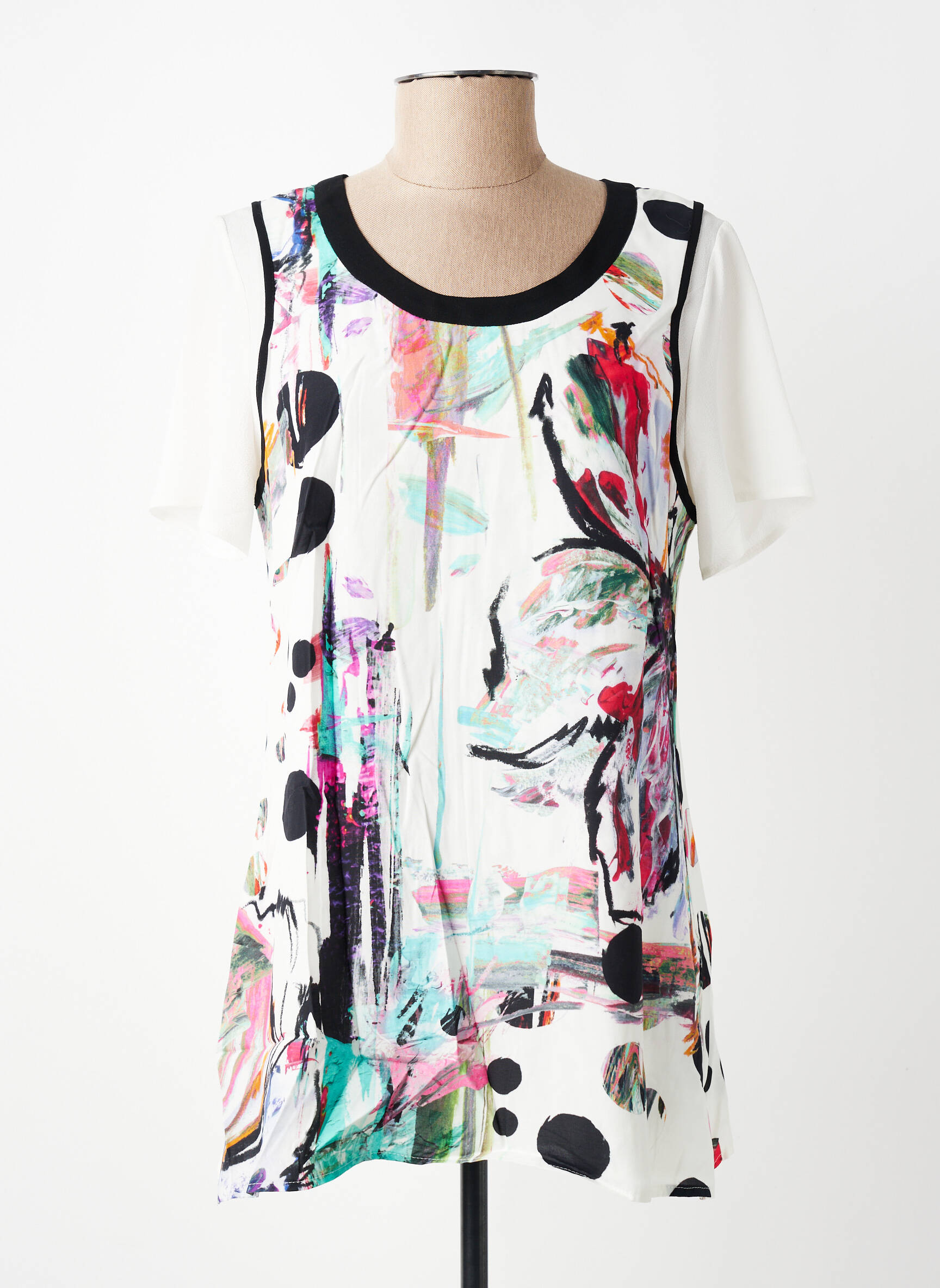 Tunique manches courtes col rond blanc MERI & ESCA femme