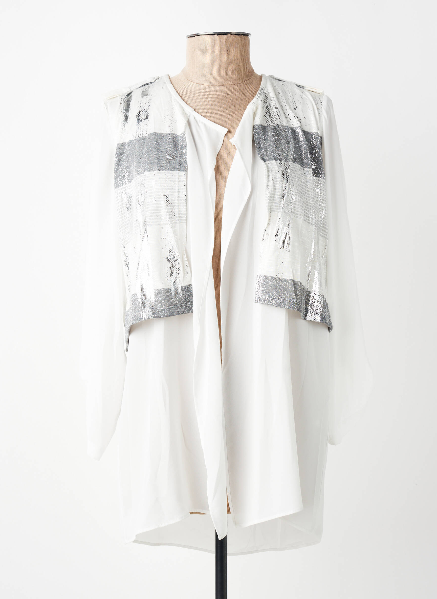 Veste casual col rond blanc MERI & ESCA femme