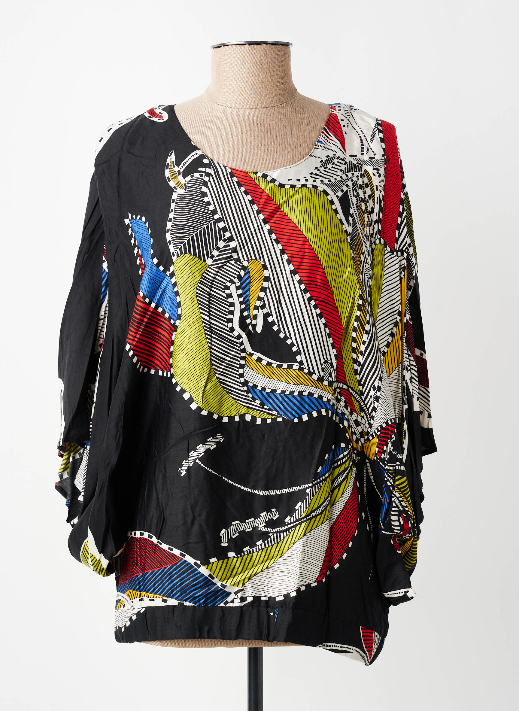 Blouse tissage popeline manches 3/4 noir MERI & ESCA femme