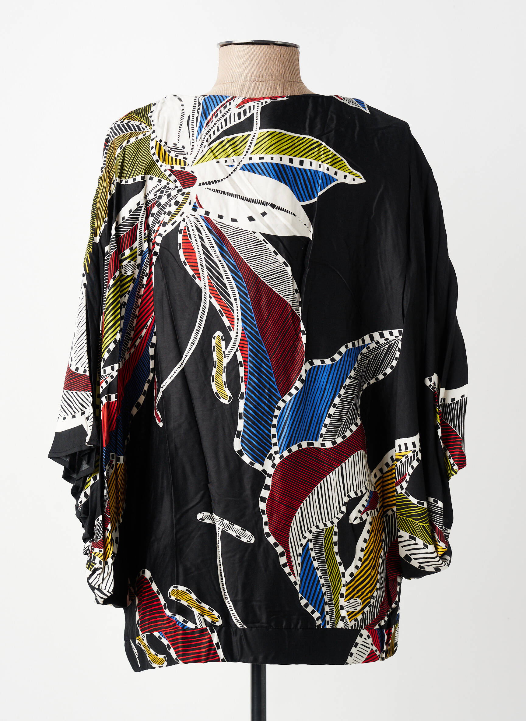 Blouse tissage popeline manches 3/4 noir MERI & ESCA femme