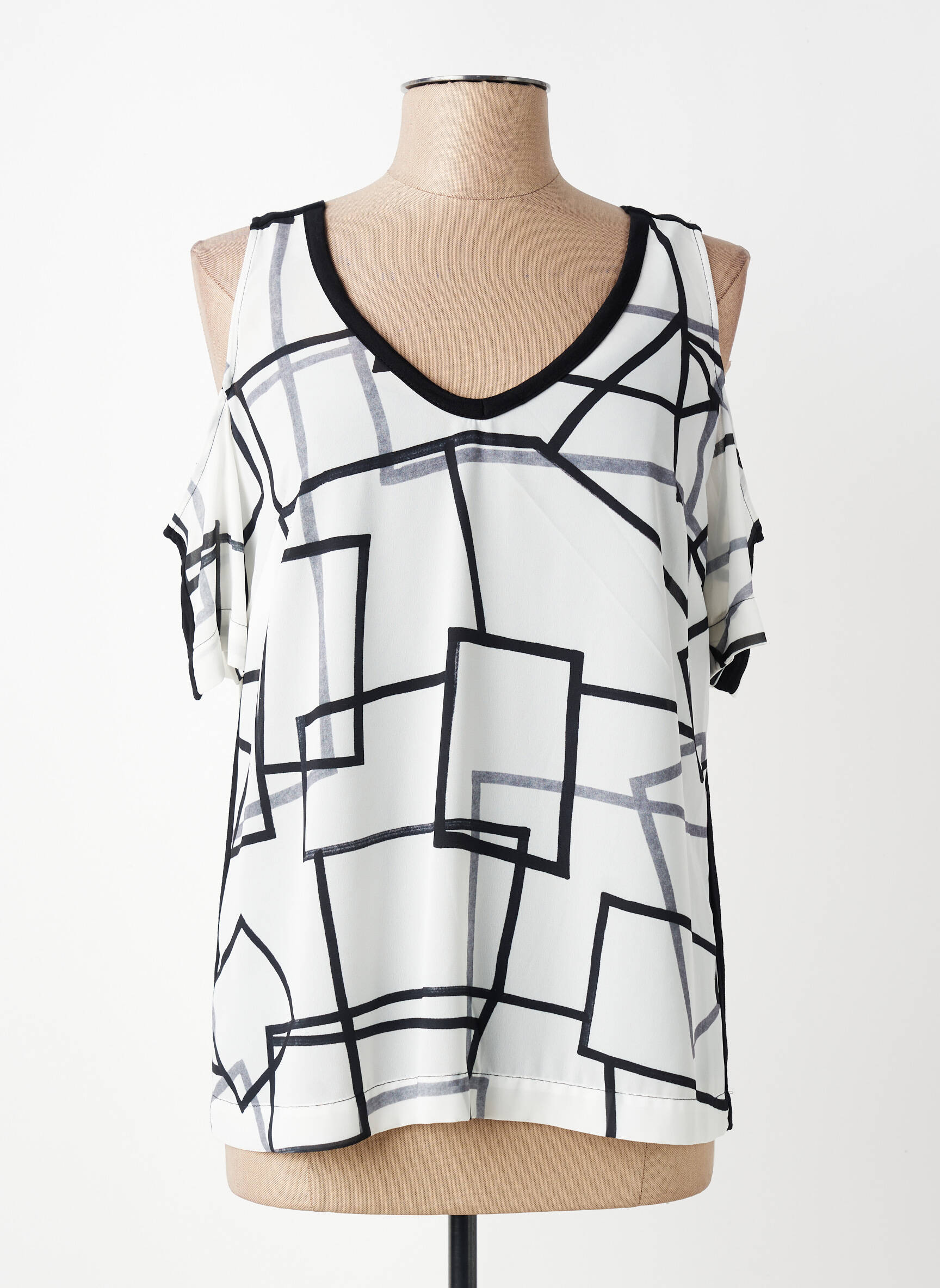 Top tissage crêpe manches courtes blanc MADO ET LES AUTRES femme