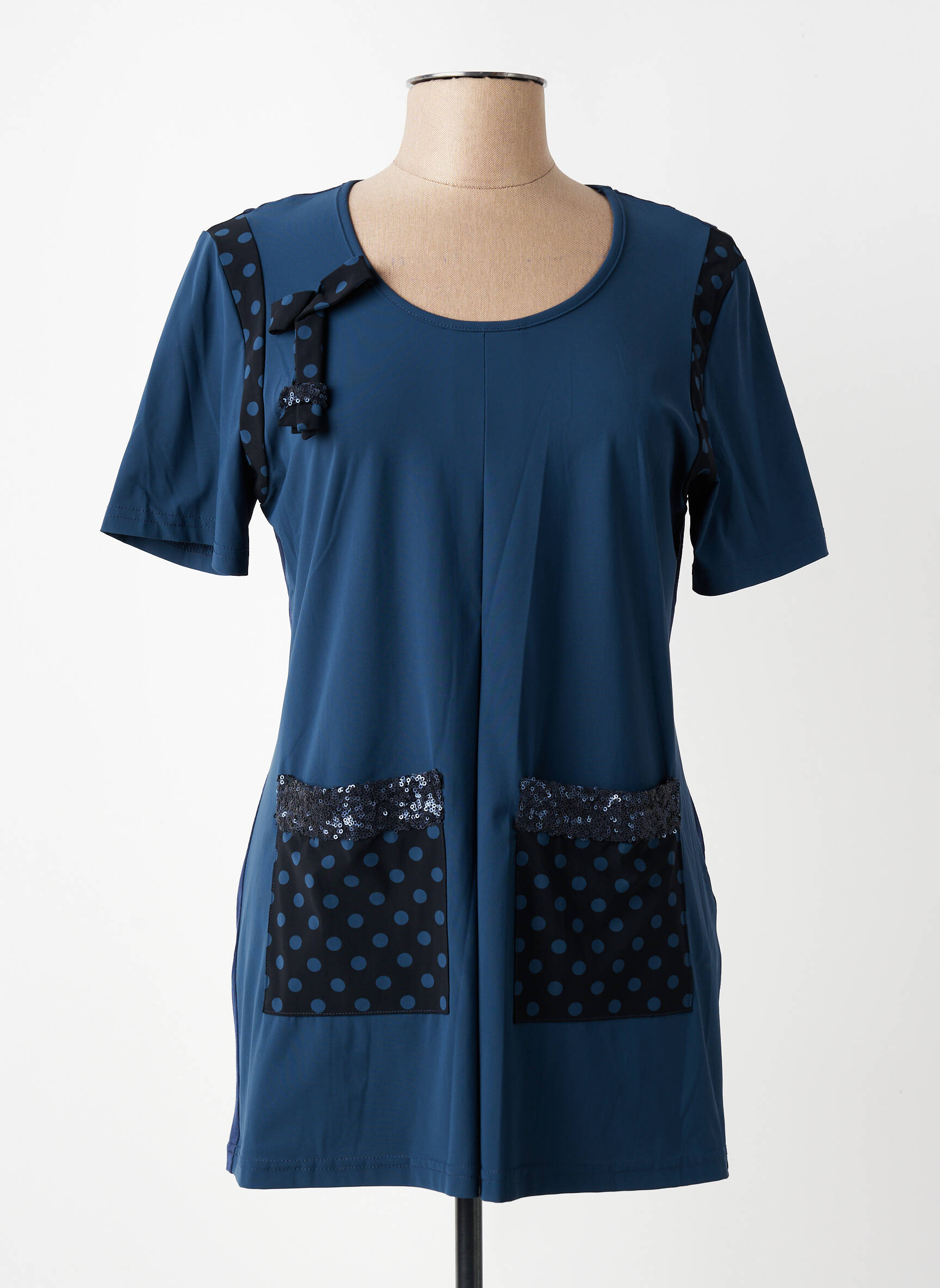 Tunique manches courtes col rond bleu MERI & ESCA femme