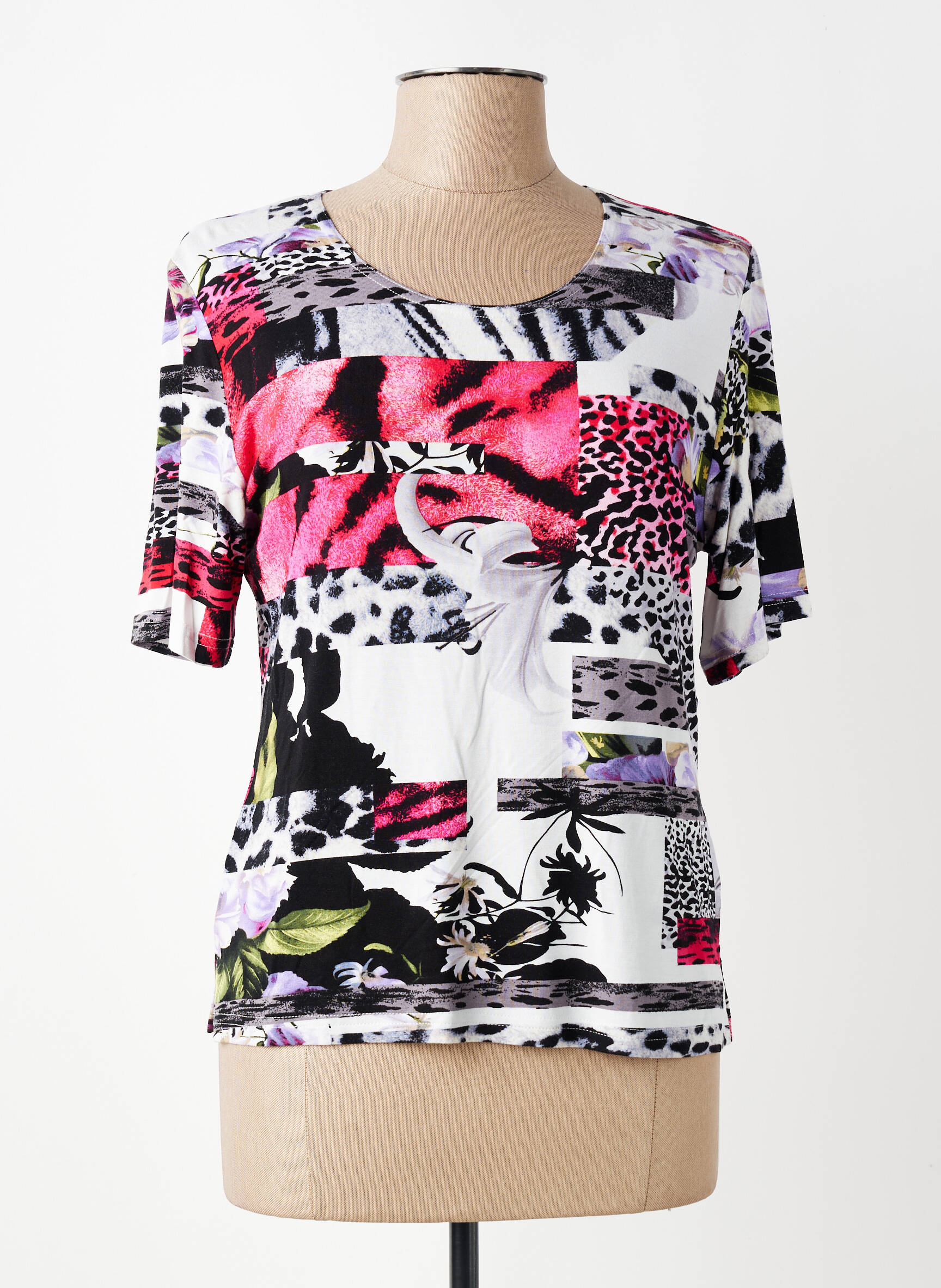 T-shirt imprimé fantaisie manches courtes rose GUY DUBOUIS femme