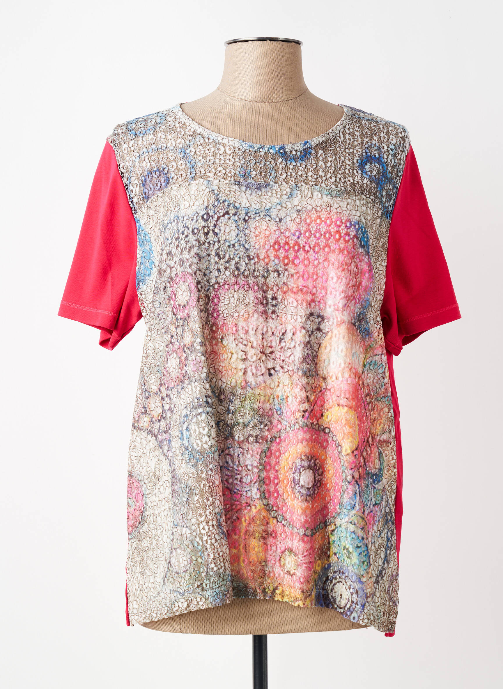 T-shirt imprimé fantaisie manches courtes rouge BAGORAZ femme