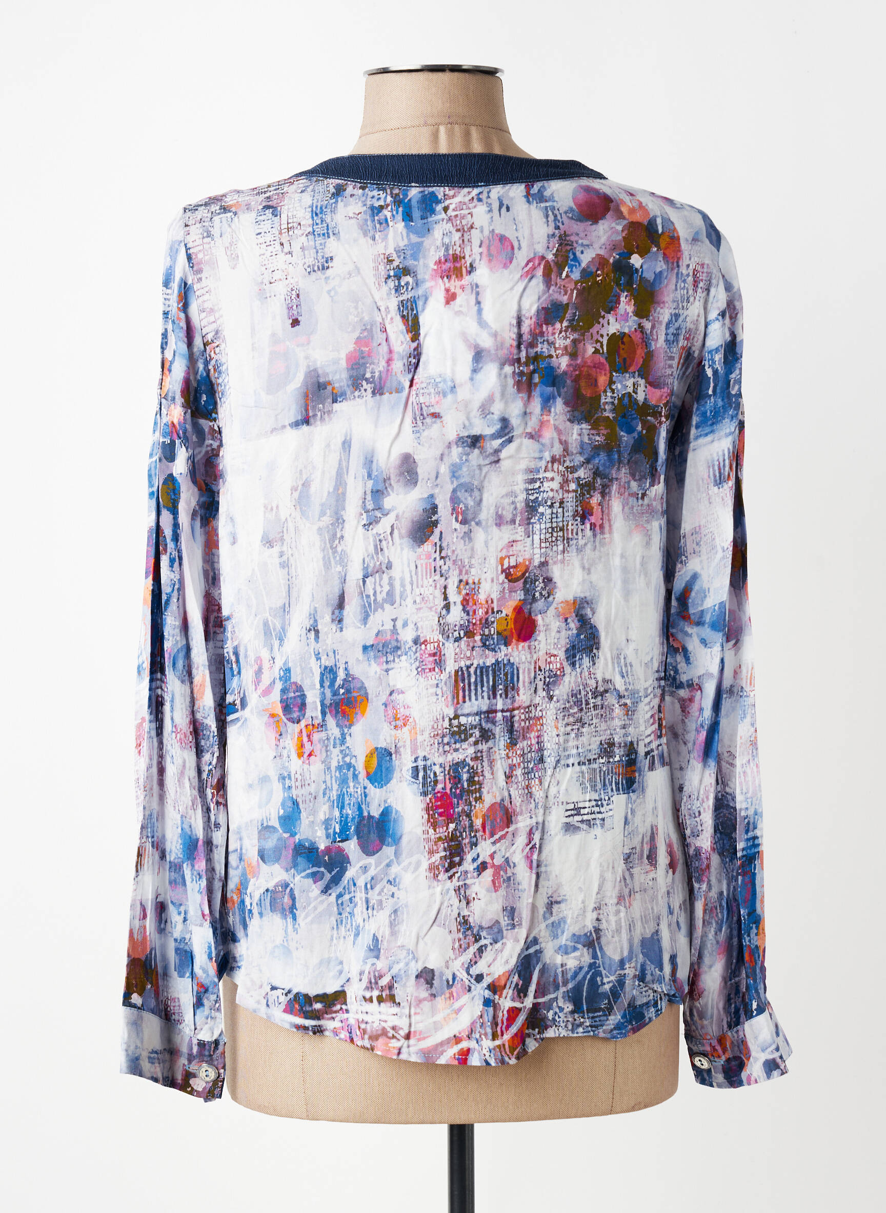 Top imprimé fantaisie manches longues bleu IMPULSION femme