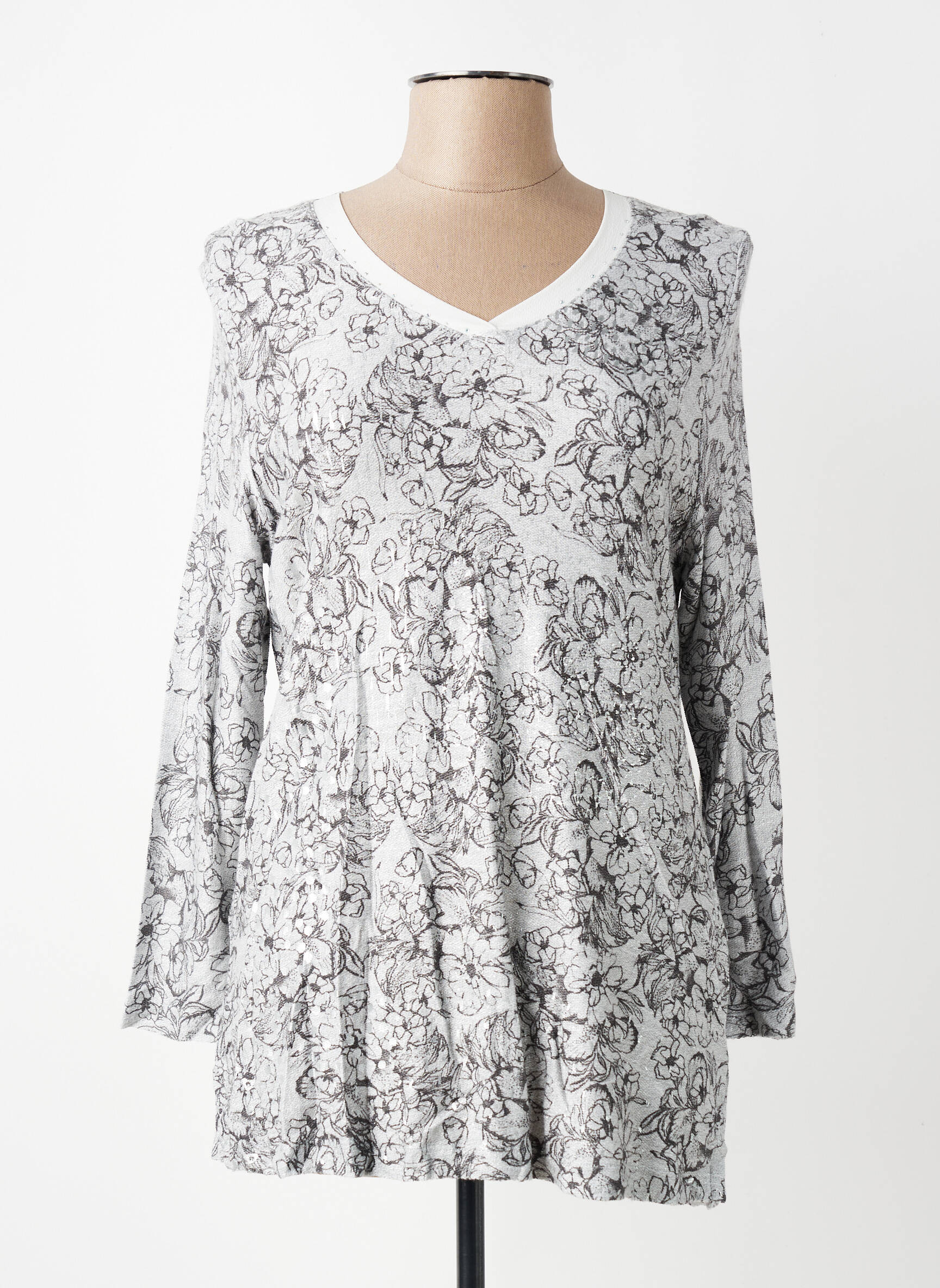 T-shirt manches longues manches longues gris BAGORAZ femme