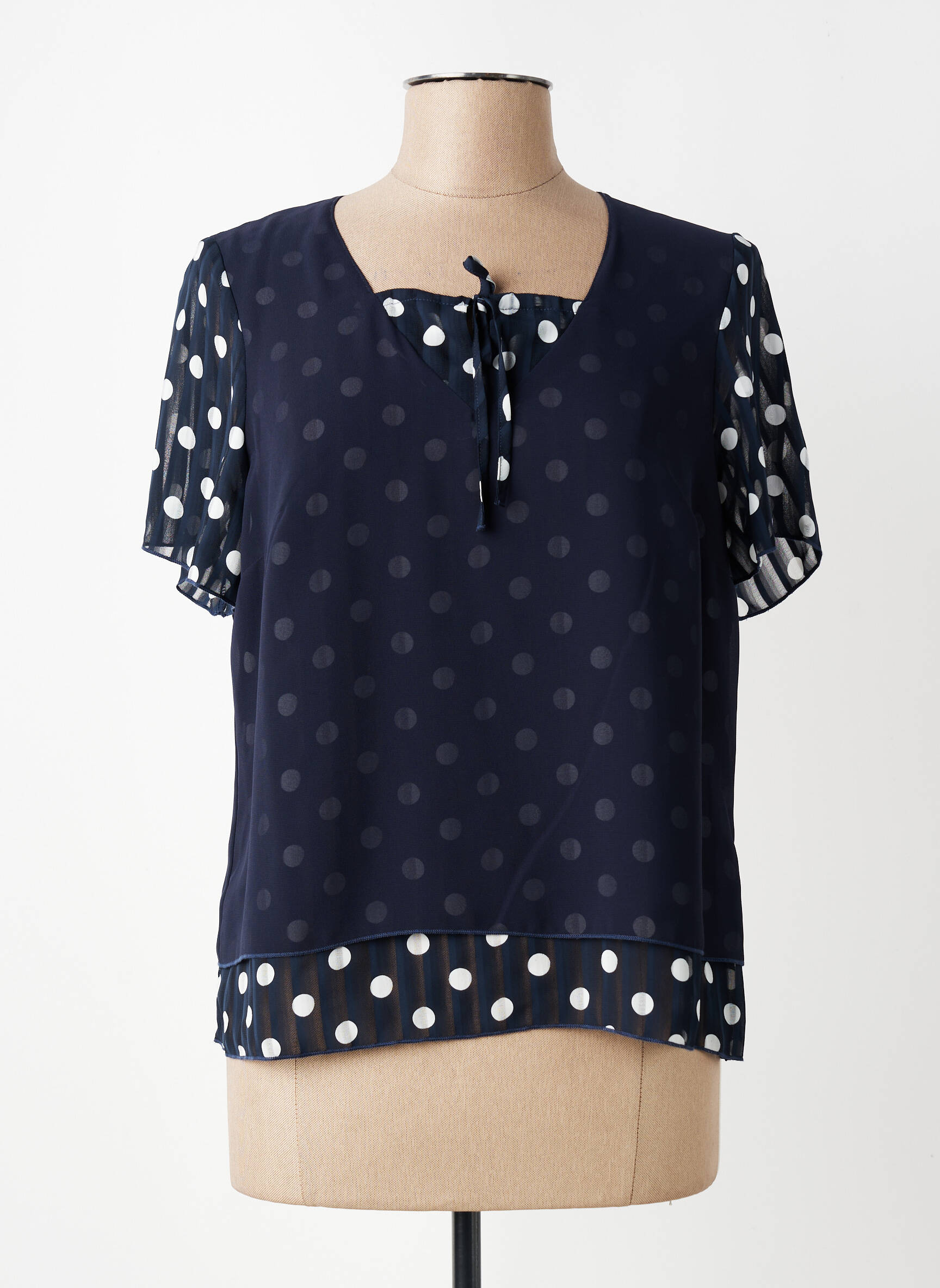 Blouse légère et transparente manches courtes bleu GUY DUBOUIS femme