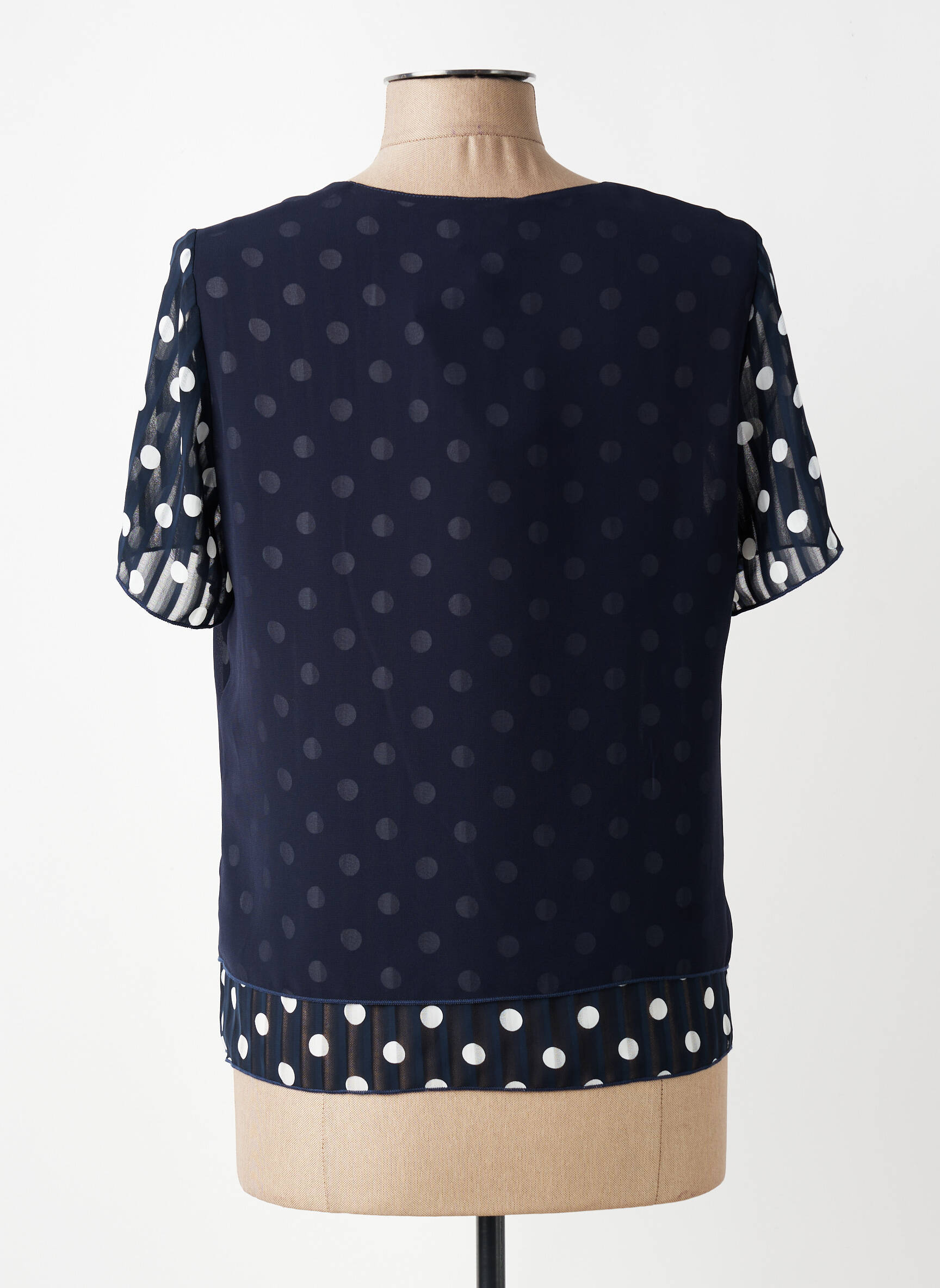 Blouse légère et transparente manches courtes bleu GUY DUBOUIS femme