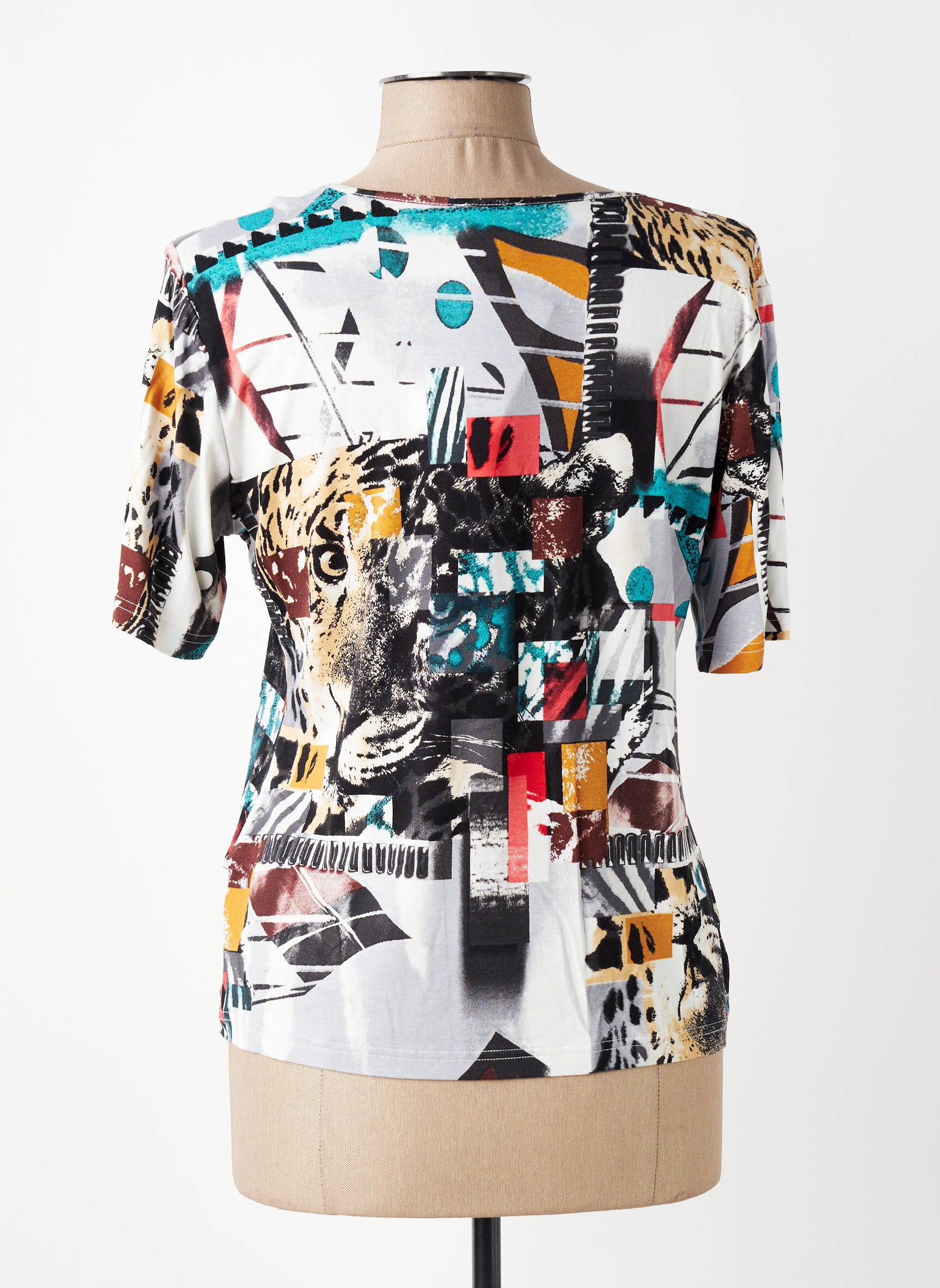 T-shirt imprimé fantaisie manches courtes bleu GUY DUBOUIS femme