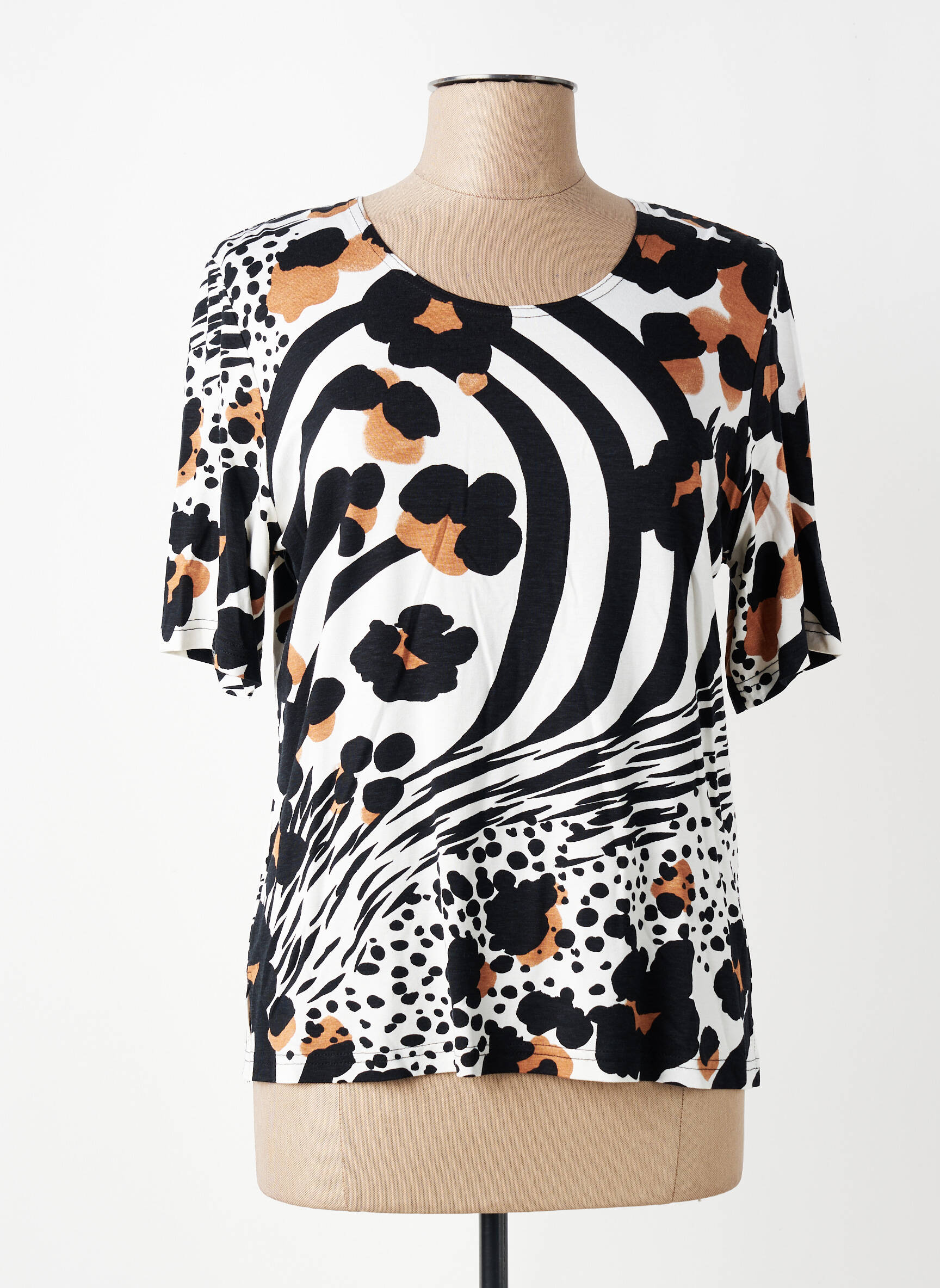 T-shirt imprimé fantaisie manches courtes noir GUY DUBOUIS femme