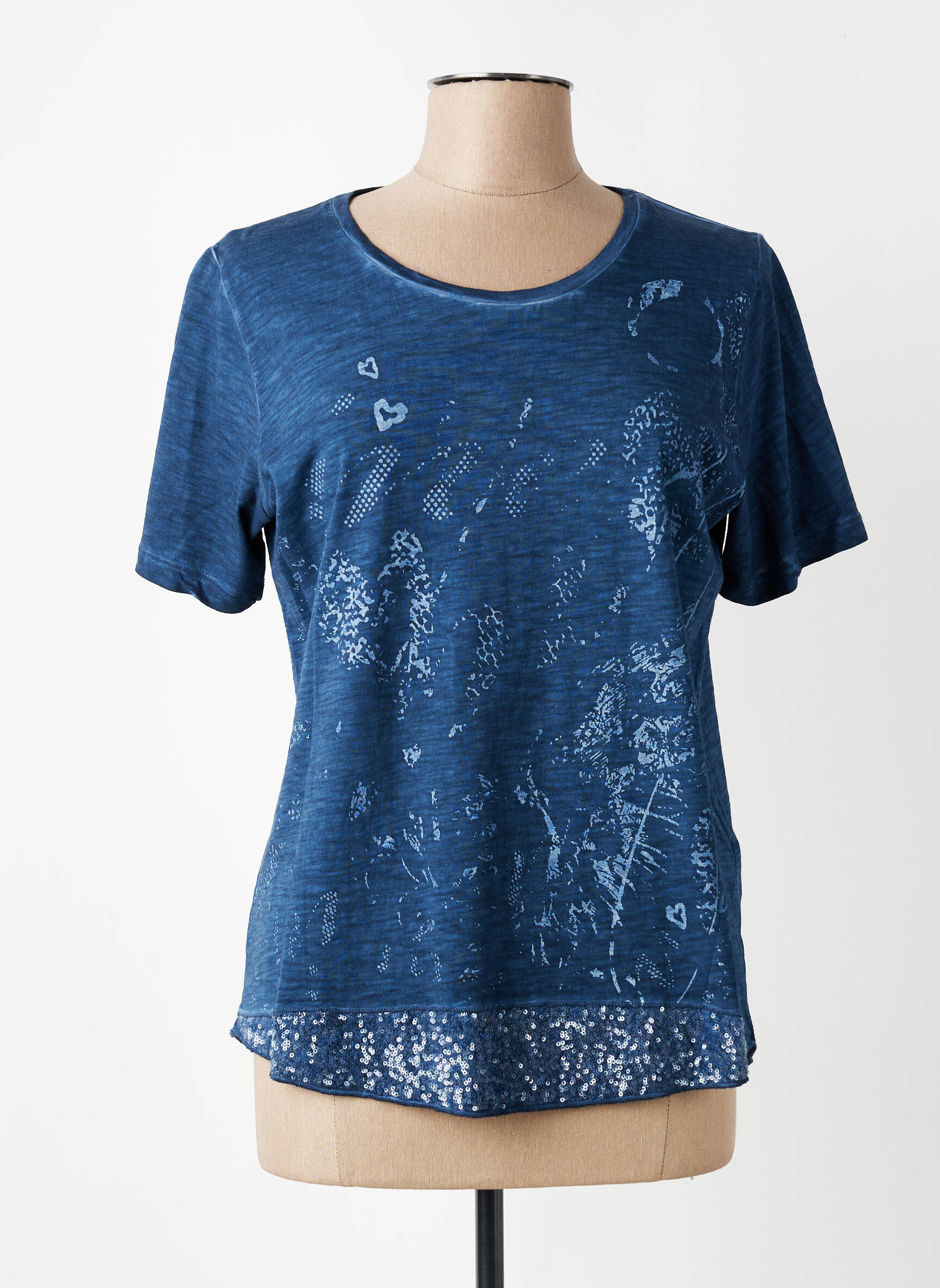 T-shirt coupe cintrée manches courtes bleu MERI & ESCA femme
