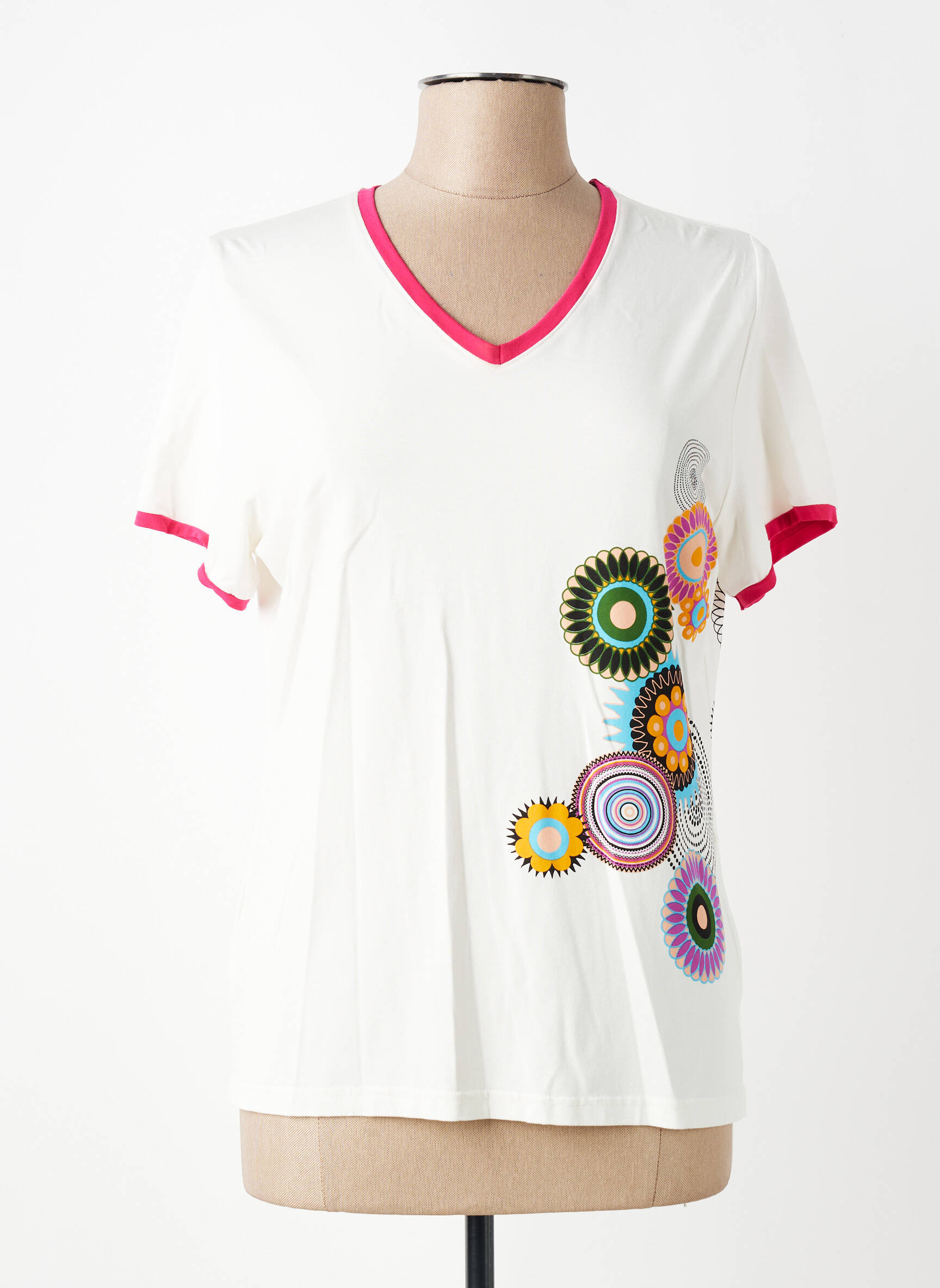 T-shirt imprimé fantaisie manches courtes blanc MERI & ESCA femme