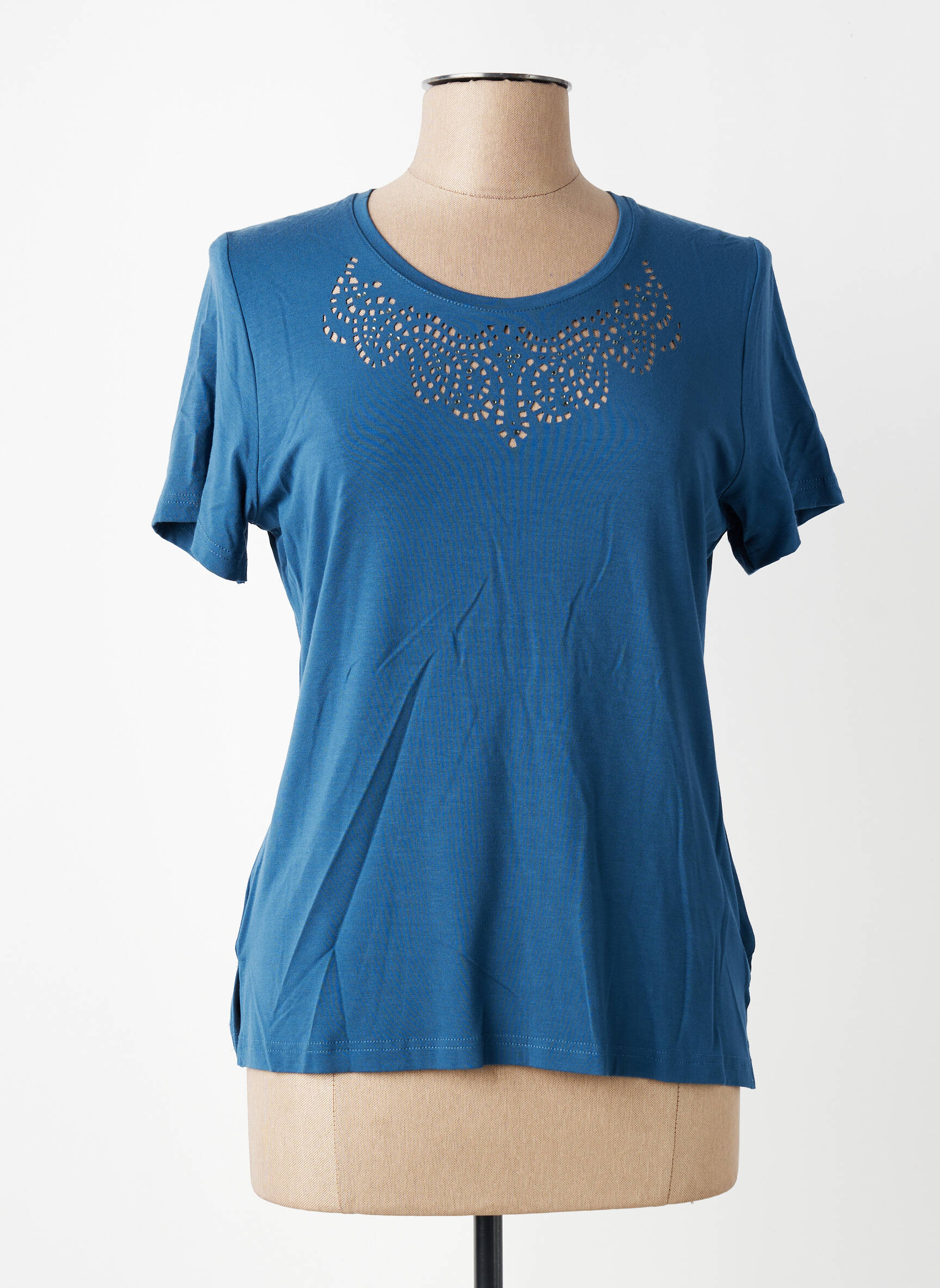 T-shirt stretch manches courtes bleu GUY DUBOUIS femme