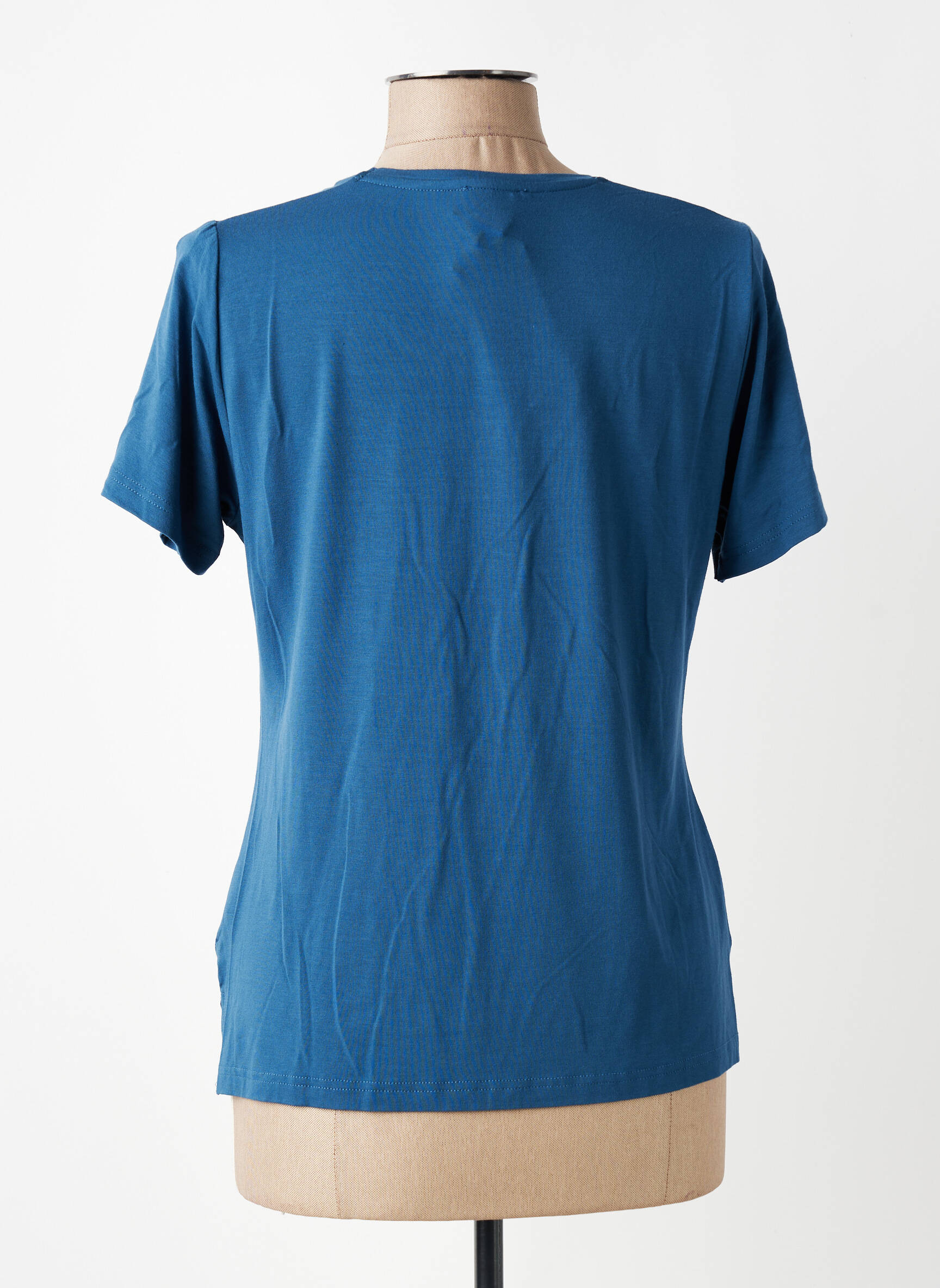 T-shirt stretch manches courtes bleu GUY DUBOUIS femme